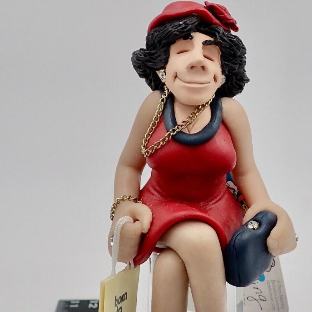 Diana Manning Born to Shop Figure Red Dress Dark Hair Shelf Sitter Tags